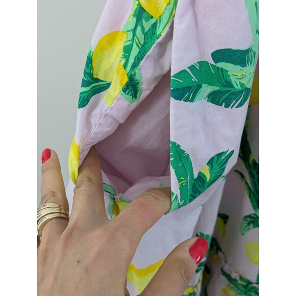 J. Crew Women’s Squareneck Midi Tiered Dress Lemon Print Ruffle Size 14 Preppy - Picture 6 of 8